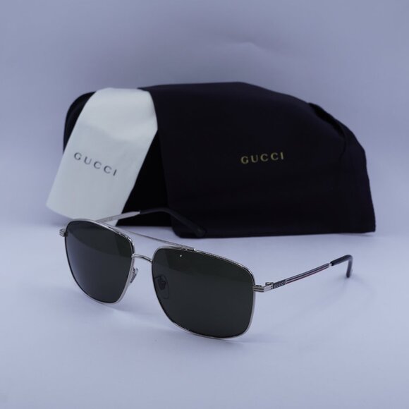 Gucci GG0836SK 001 Sunglasses Silver Aviator Frame, Grey Lenses - Picture 10 of 10